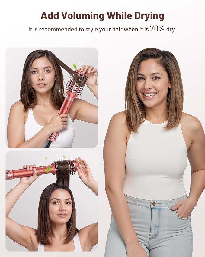 HITTIONA 5 in 1 Hot Air Styler & Hair Styler- High-Speed Hair Dryer Brush, Fast Drying Blow Dryer Brush No Heat Damage Multi-Styler Auto Wrap Curlers for Volumizing Curl Straighten Frizz-Free