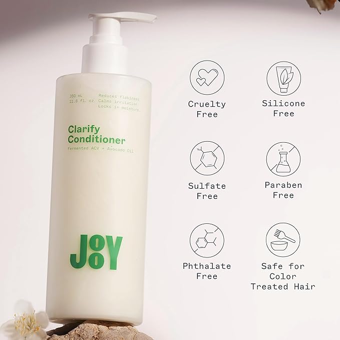 JOOY Clarify Conditioner Weightless Hydration, Soothes Scalp Irritation, Reduces Flakiness & Fights Frizz, Safe for All Hair Types & Color-Treated Hair, Free of Sulfates & Parabens, 33 fl oz