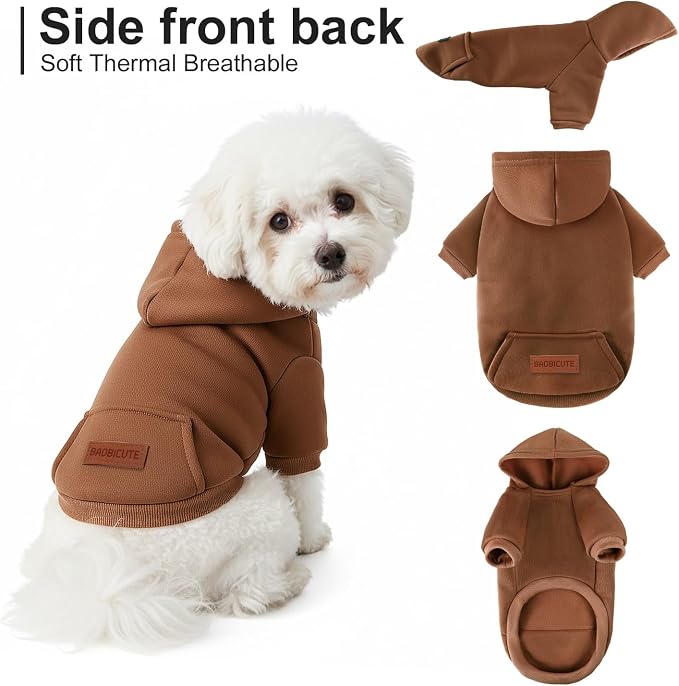 2 Pack Dog Hoodie Warm Hood Dog Sweater Cold Weather Small Dogs Sweatshirt Comfort Pet Clothes for Small Medium Dogs with Pockets Cats Chihuahua Clothes for Male Female Girl Boy Sporty Daily Wear