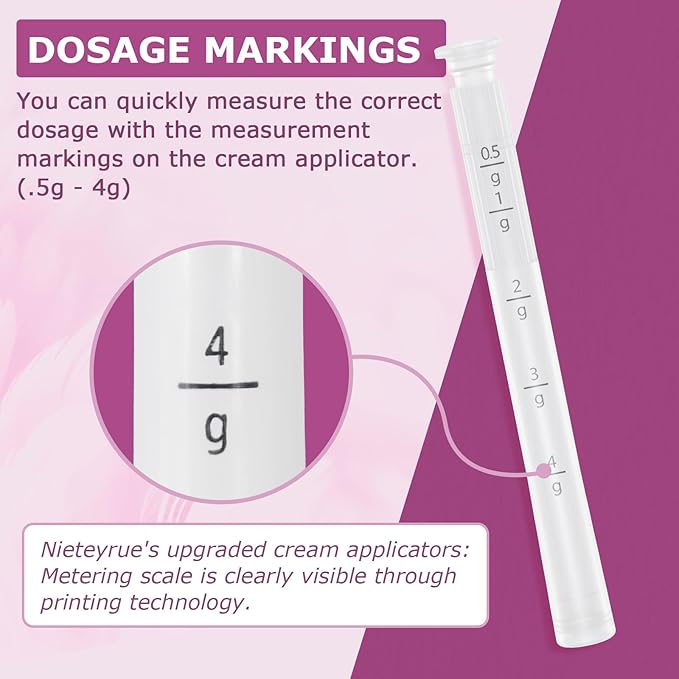 Disposable Vaginal Applicators – Updated with Dosage Markings, Individually Wrapped for Hygiene, Fits Most Lubricants, Creams & Gels, Feminine Care Essentials (20 Pack)
