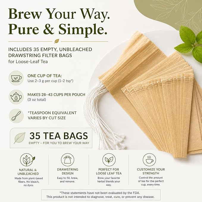 GERD Relief Herbal Tea: 8-Digestive Herb Blend, Natural Acid Reflux & Heartburn Aid, Pre/Post Meal Support, 3oz with 35 Bags