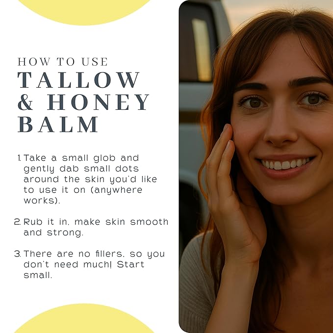 Vanman's - Tallow and Honey Balm With No Added Scent Jumbo - Beef Tallow Face Moisturizer with Grass-Fed/Finished Beef Tallow for Skin, Organic Raw Honey and Beeswax, Cold Pressed Olive Oil - 6.3 oz