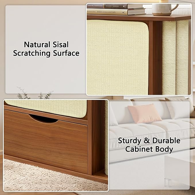 Cat Scratch Side Table with Storage, Couch Protector from Cat Claws | Cat Scratch End Table,Cat Scratch Furniture Protector for Couch, Sisal Cat Scratching Posts,Sisal Scratching Board