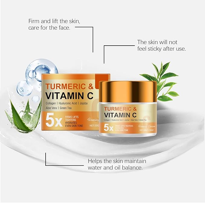 Vitamin C Firming Cream – Anti-Aging Moisturizer for Face & Body, Lightweight Hydrating Brightening Cream for All Skin Types, Daily Use, Non-Greasy