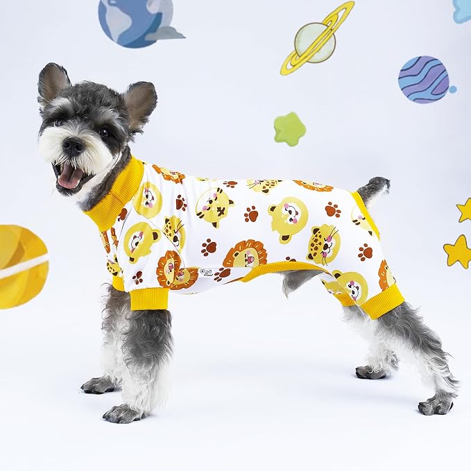 XPUDAC 4 Pieces Dog Pajamas Soft Strechy Puppy Onesies Pet Clothes for Small Medium Dogs Boy Girl Cat Pet Outfit, S