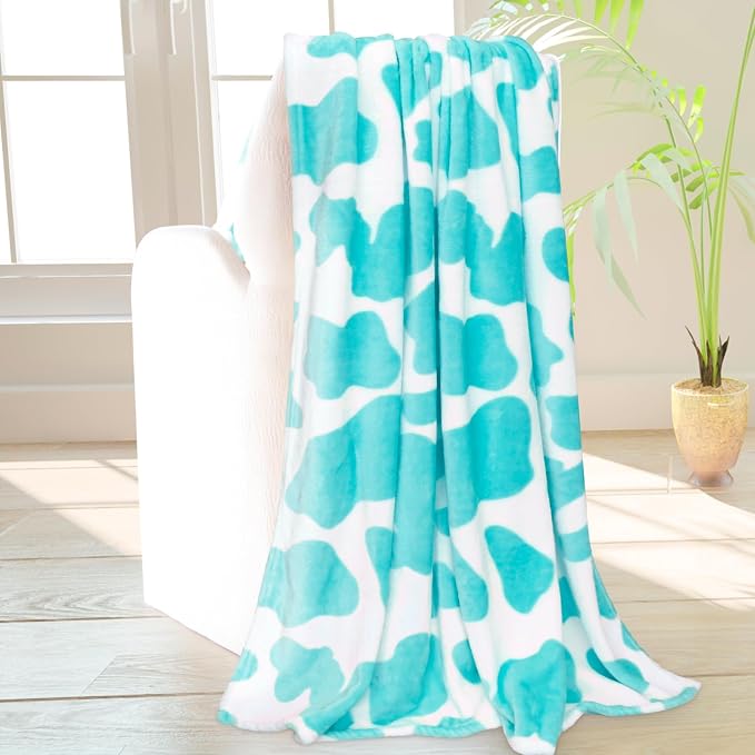 Blue Throw Blanket Gift for Women, Fleece Soft Fluffy Blanket for Couch Bed Sofa, Cozy Warm Lightweight Blue Blanket, Light Blue & Royal Blue Home Decor, Birthday for Women