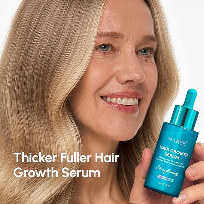 MAREE Hair Growth Serum - Caffeine Peptides Castor Rosemary Oil for Hair Growth - Products for Women & Men - Hair Oils for Hair Growth - Hair Regrowth Tonic - Scalp Serum - Suero Para El Cabello