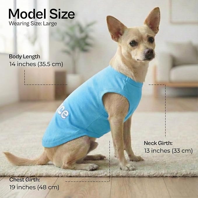 Parisian Pet Dog Shirt – 100% Cotton Shirts for Large Dogs – Blue Sleeveless Pet Clothes – Lightweight and Breathable Dog Apparel – Boy Dogs Clothes - Stretchy Pet T Shirts