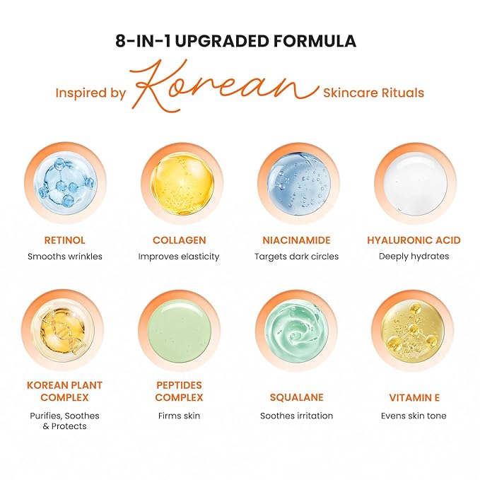 Retinol Under Eye Balm Stick: Korean Retinol Eye Cream for Dark Circles, Puffiness, Eye Bags, Wrinkles & Fine Lines - 8-IN-1 Formula with Collagen, Niacinamide, Peptides & Hyaluronic Acid 0.35 OZ/10g