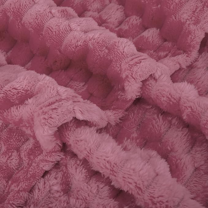 Dusty Pink Throw Blanket 108"×90"Gifts for Mom Fuzzy 3D Jacquard Decorative | Flannel Fleece Super Soft Plush Cozy Blanket for Couch Sofa Chair Lightweight