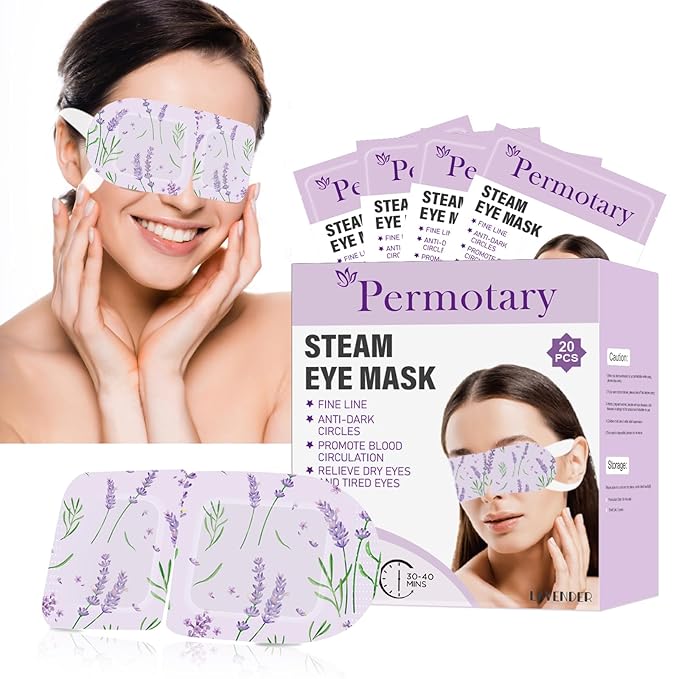 Adofect 20 Packs Steam Eye Mask for Dry Eyes, SPA Warm Eye Patches for Puffy Eyes, Disposable Self Heating Eye Mask for Home, Sleep, Travel Essentials, Relief Stress Eye Fatigue (Lavender)