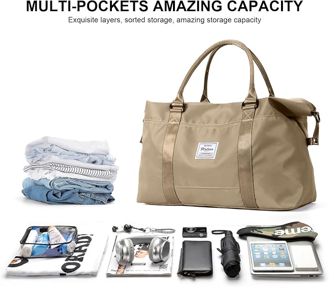 Travel Duffel Bag, Carry On Overnight Weekender Bags for Women | Travel Bag with Wet Pocket & Trolley Sleeve, For Spirit Airlines 18x14x8 Personal Item Bag