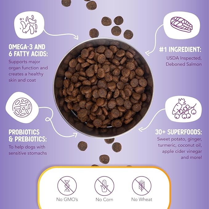 Health Extension Grain Free Salmon & Sweet Potato Dry Dog Food - 30+ Superfoods and Probiotics for All Life Stages (4 lb)