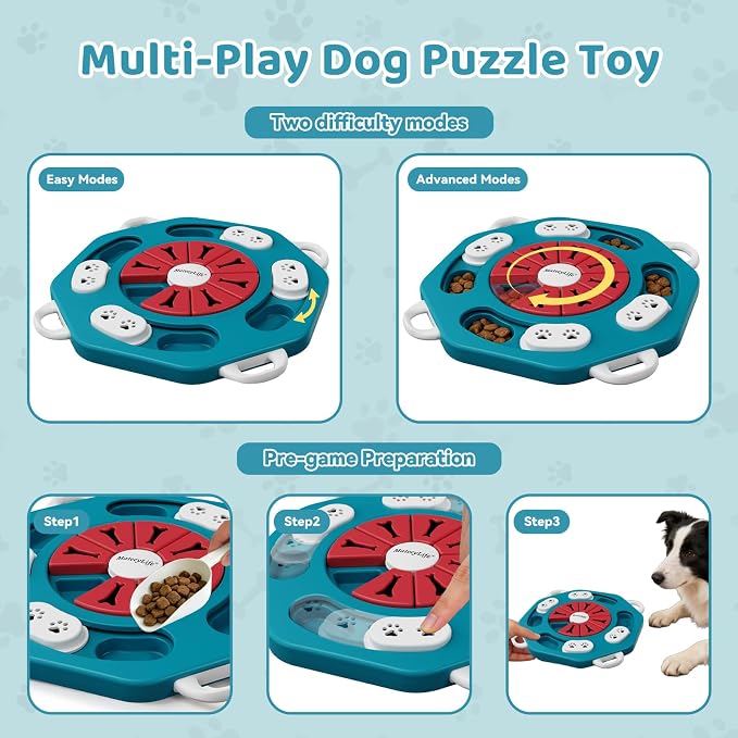 Dog Puzzle Toy for Smart Dogs, Interactive Dog Enrichment Toys,Level2(Blue)
