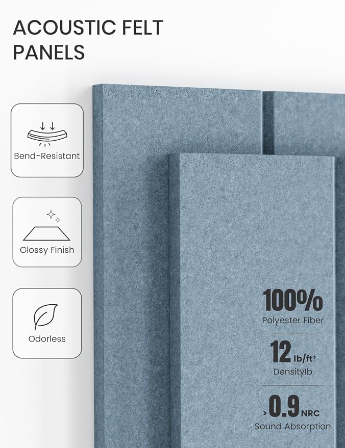 Fluxynara Felt Bulletin Board & Cork Board Alternative, Dusty Blue | 36" x 24" Pin board, Removable Adhesive Tabs, Easy Install Without Wall Damage, For Home Office Decor