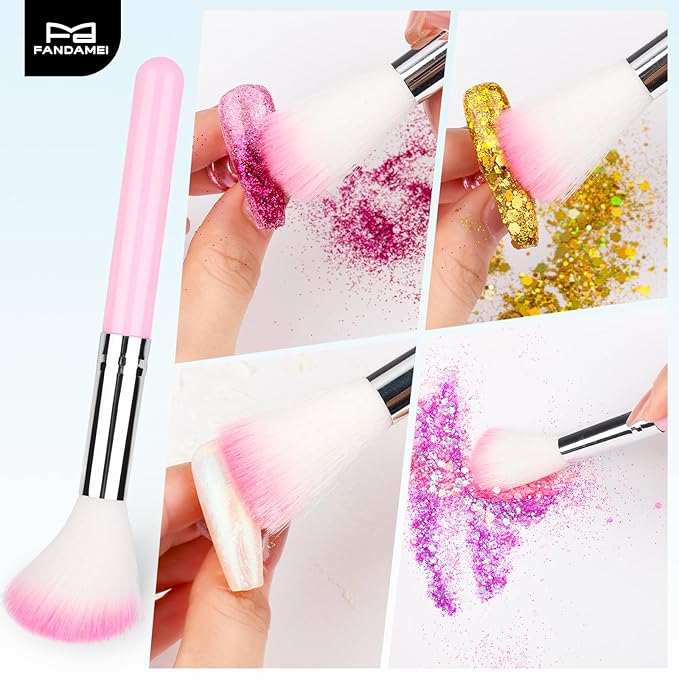 FANDAMEI Nail Tools Kit, 6PCS Nail Brushes for Nail Art, 1PCS Resin Nail Polish Palette, 1PCS Nail Clean Up Brushes, 5PCS Dotting Pen Nail Design Tools, Nail Polish Mixing Palette Nail Art Tools