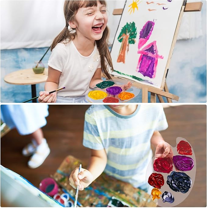 3pcs Acrylic Paint Palette Clear Art Palette for Adults & Kids, Transparent Non-Stick Oil Paint Palette with Protective Film for DIY Craft Art Painting Plate