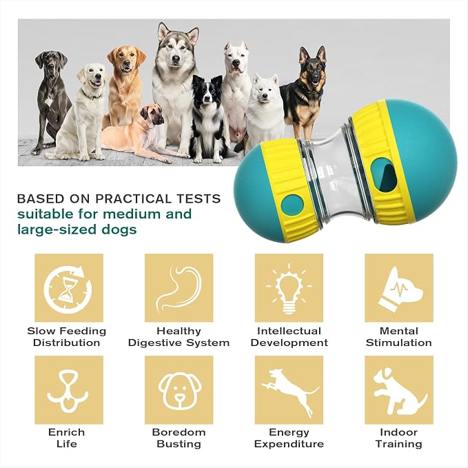 BSISUERM Dog Treat Dispensing Puzzle Toy Adjustable Food Dispenser Slow Feeder Pet Interactive Chase Toy Dog Enrichment Ball for Medium Large Dogs to Keep Them Busy, Extra Large