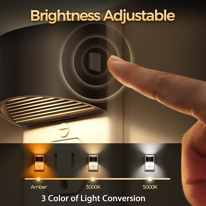 Night Light, Night Lights Plug into Wall, Adjustable, 3CCT | Plug in Night Light with 3 Color Temperatures, Dusk to Dawn Sensor, Nightlights for Adults, Bedroom, Bathroom, 2 packs