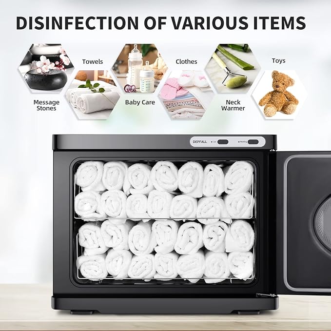 Hot Towel Warmer, Professional 23L Large Capacity Hot Towel Cabinet, 2-in-1 Spa Towel Warmers for Facials, Barber, Salon, Esthetician, Upgrade Fast Heating Aluminum Interior, Black w/Window