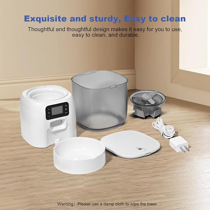 Automatic Cat Feeder, 3L Cat Food Dispenser with 10s Voice Recorder, Pet Feeder up to 8 Meals per Day, Timed Dog Feeder (White-Basic)