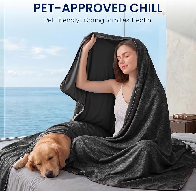 Cooling Blanket Throw 50"x70" for Hot Sleepers Summer Blanket | Absorbs Heat Cold Summer Blanket for Night Sweats & Menopause Q-Max>0.5 Lightweight Breathable Soft Double-Side Cooling