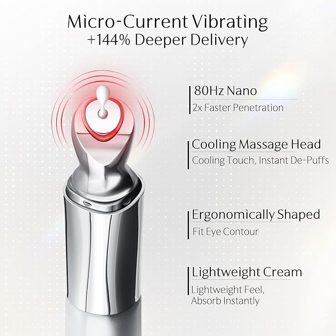 Exo Wand | Anti-Aging Electric Massage Eye Cream for Puffiness Bag Under Eye HME Exosome & PDRN Eye Tightener Cream | Caffeine, Peptide, NAD+ | for Firming, Reducing Wrinkle(0.88 oz/25g)