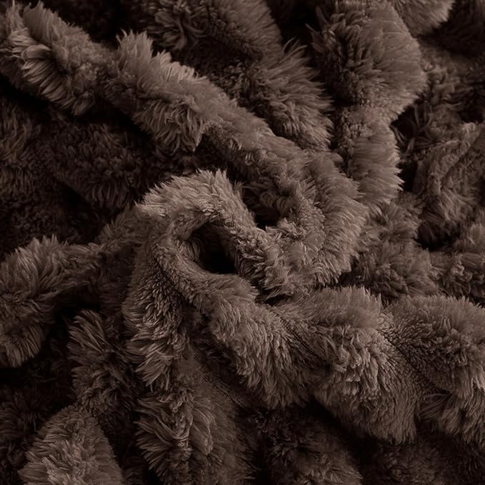 Excervent Big 3D Clouds Stylish Blanket for Kids, 40x50 Inches, Brown | Decorative Fuzzy Flannel Fleece Throw Blanket for Sofa, Super Soft Cozy Gifts for Kids & Pets, Suitable for All Seasons