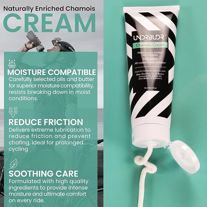 Chamois Cream, Anti-Chafing Cream, Ultra Low Friction, Naturally Enriched (8oz)