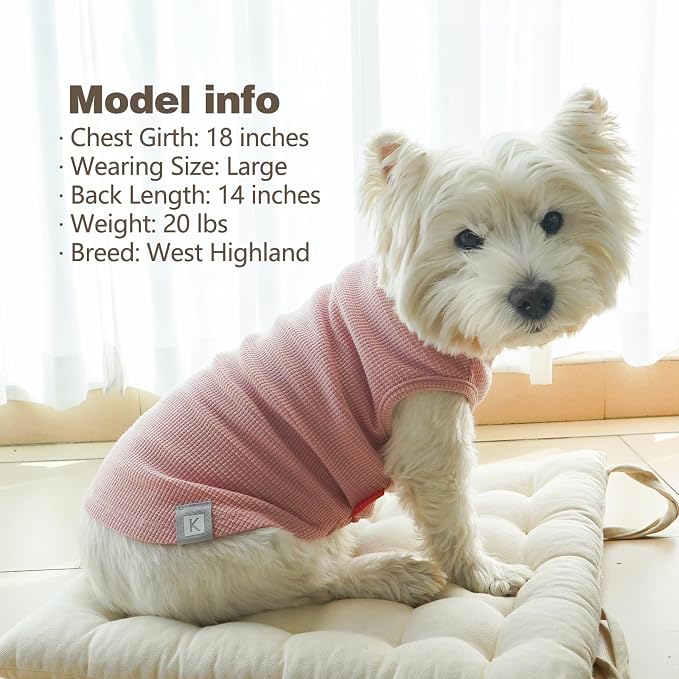 KYEESE 2Pack Waffle Dog Shirt for Small Dogs Striped Dog Sweater Tank Top | Cozy Warmth, Lightweight & Breathable, Gentle on Sensitive Skin, Stretchy & Free to Move, Comfortable Daily Wear