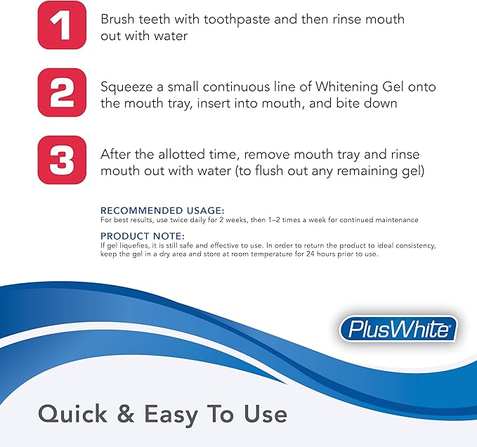 Plus White Whitening Kit - 5 Minute Speed Whitening Gel & Comfort Fit Mouth Tray - Professional Teeth Whitening Kit w/Dentist Approved Ingredient for Tooth Whitening (2 oz)