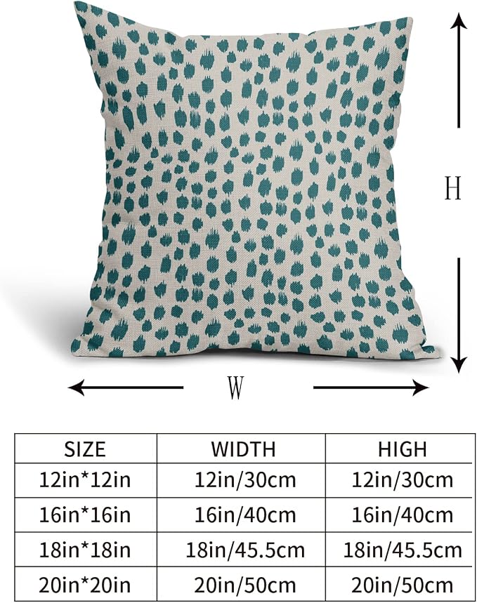 Teal Cream Pillow Covers 20x20 Set of 2 Boho Design Polka Dot Throw Pillows Modern Brush Strokes Print Decorative Outdoor Pillowcase Square Cushion Cover Linen Pillow Case for Home Sofa Couch Bed
