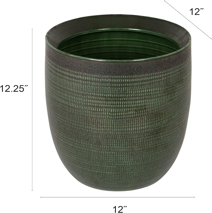 Creative Co-Op Textured Stoneware Planter, Green
