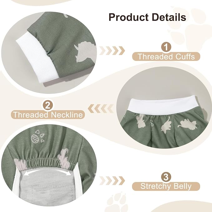 Bienbee Dog Pajamas, 4 Pack Adjustable Onesies for Small to Large Dogs S | Dog Shedding Suit with Soft Fabric, Breathable & Stretchy, and Adjustable Back Length for Sleeping Lounging and Daily Use