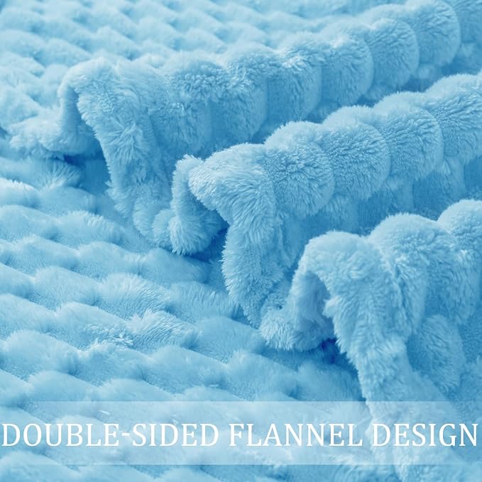 Exclusivo Mezcla 3D Fleece Queen Size Blanket for Bed, Blue | Extra Soft Fuzzy Plush Lightweight Bed Blankets, Cozy Fluffy Decorative Blankets for All Seasons, 90x90 Inches