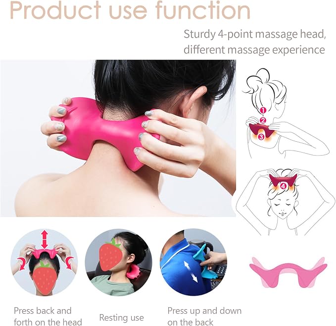 Manual Portable Neck and Cervical Massager Office Acupressure Head and Neck Fatigue Relief Massage (Blue)