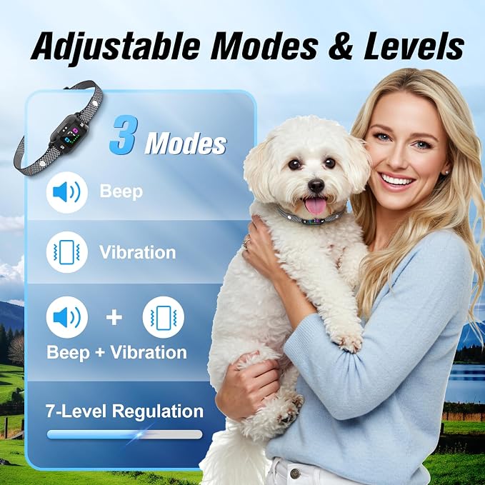 Smart No Shock Bark Collar, Beep Vibration Modes Collar