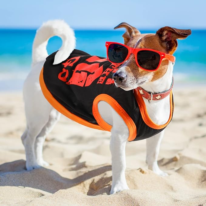 8 Pieces Dog Shirts Pet Printed Clothes with Funny Letters Summer Pet T Shirts Cool Puppy Breathable Dog Outfit Soft Sweatshirt Cats(Cute Pattern,Medium)