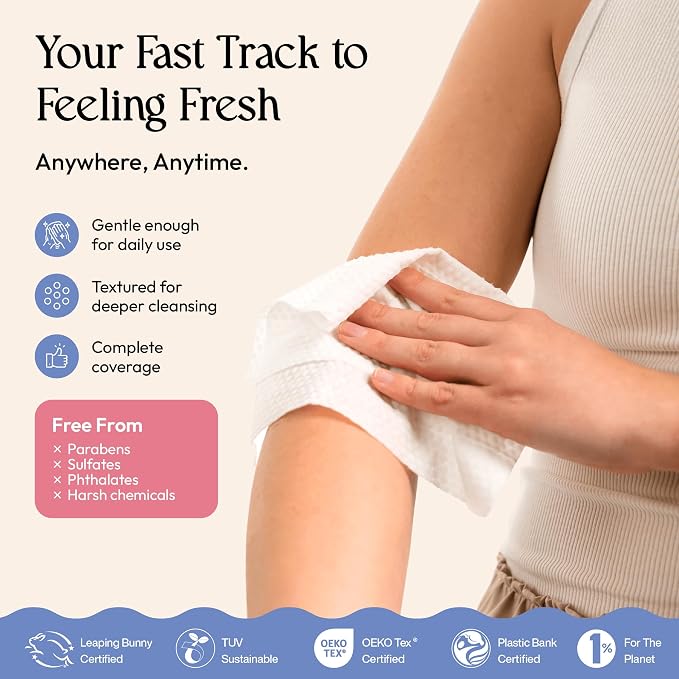 FOMIN Acidified Travel Deodorant Mini Wipes For Women & Men- Variety Pack - 72 Count - pH Balanced, Biodegradeable Mini Deodorant Travel Size Wipes - Plastic-Free, Underarm Body Wipes