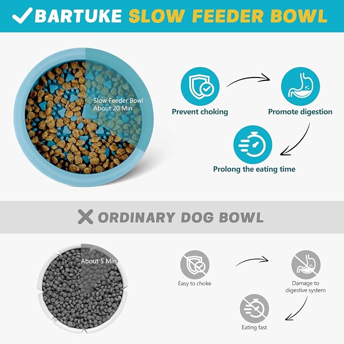 Silicone Dog Lick Bowl, Slow Feeder Dog Bowls with Strong Suction, Cyan