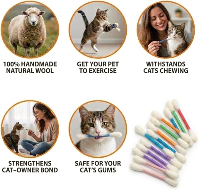Glaciart One Swabs Cat Toys with Catnip - 6 Pk | Durable for Chew, Cute Cat Toys Interactive Kitty for Boredom, Exercise, & Play | Filled w/Organic Catnip for Anxiety & as Digestive Aid | Gift Idea