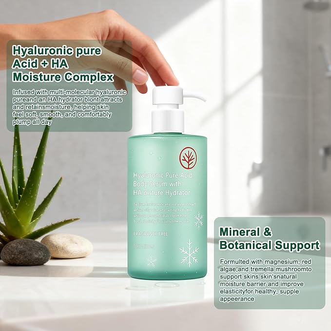 HA Hyaluronic Acid Body Serumr – Acido Hialuronico Body Serum, Lightweight Fast-Absorbing Body Care for Deep Hydration & Silky Smooth, Non-Greasy Skin