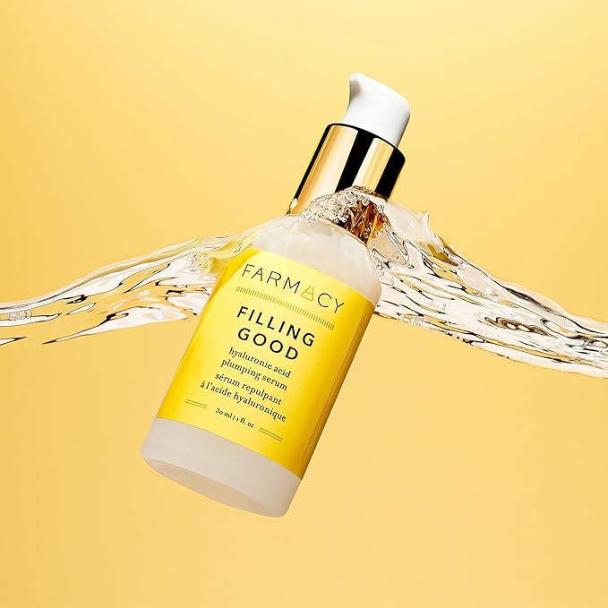 Farmacy Hyaluronic Acid Serum for Face - Filling Good Face Serum with Vegan Collagen Peptides - Helps Smooth Fine Lines + Wrinkles - Hydrating, Plumping + Anti Aging Skin Care (5ml)