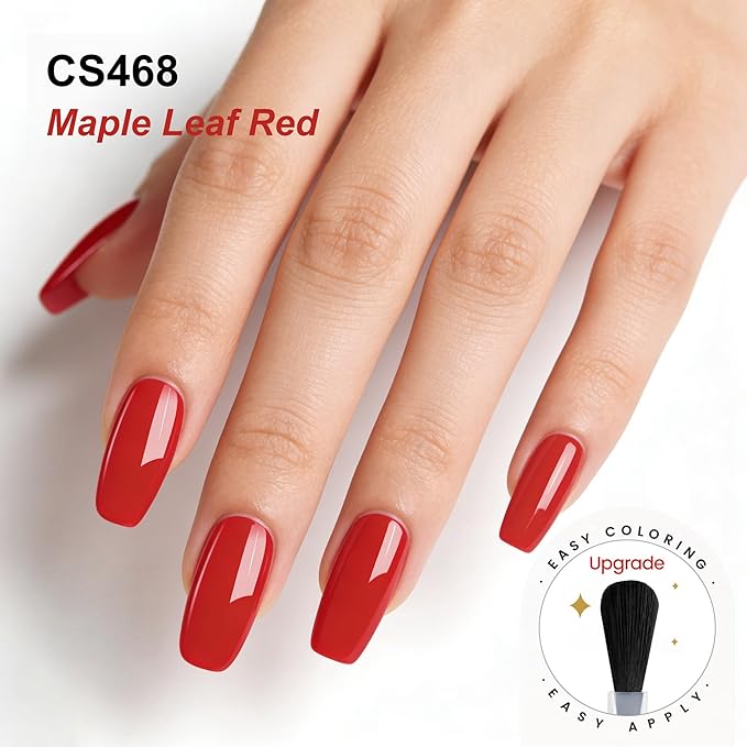 YTD Likomey Maple Leaf Red Gel Nail Polish,15ml Salon Home DIY Manicure and Pedicure Fall Winter Soak Off UV Color Varnish,CS468