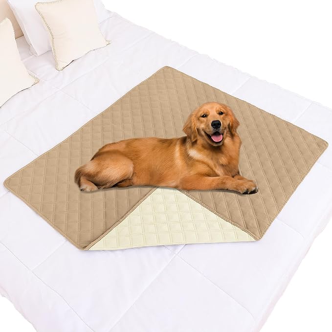 Smiry Waterproof Reversible Pet Couch Covers for Dogs | Pet Friendly, Soft Fabric, Washable Sofa Furniture Protector for Dogs Cat Kids, Checkered (40"x50", Camel/Beige)