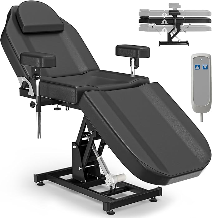 Electric Tattoo Chair for Client Height Adjustable Armrests Spa Beds for Esthetician Facial Bed for Esthetician