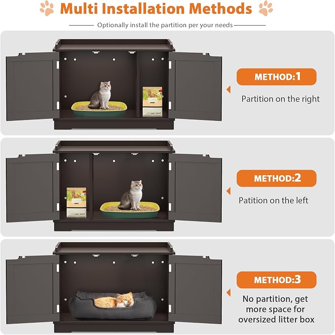 Pet Republic Hidden Cat Litter Box Enclosure - Cat Litter Box Furniture Table Nightstand (Coffee)