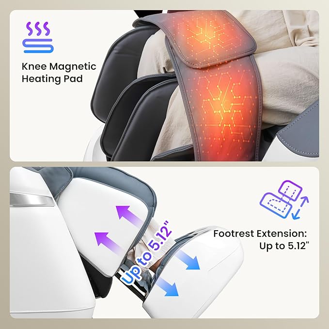 4D Music Rhythm Massage Chair Full Body Recliner, 2025 Unique Sonic Resonance Zero Gravity SL-Track Shiatsu with Knee Heating Blanket AI Voice Bluetooth Foot Roller Body Scan Airbags G9 White