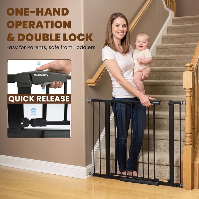 Mumeasy 36" Extra Tall Dog Gate,29.7"-40.5" Baby Gate for Stairs & Doorways
