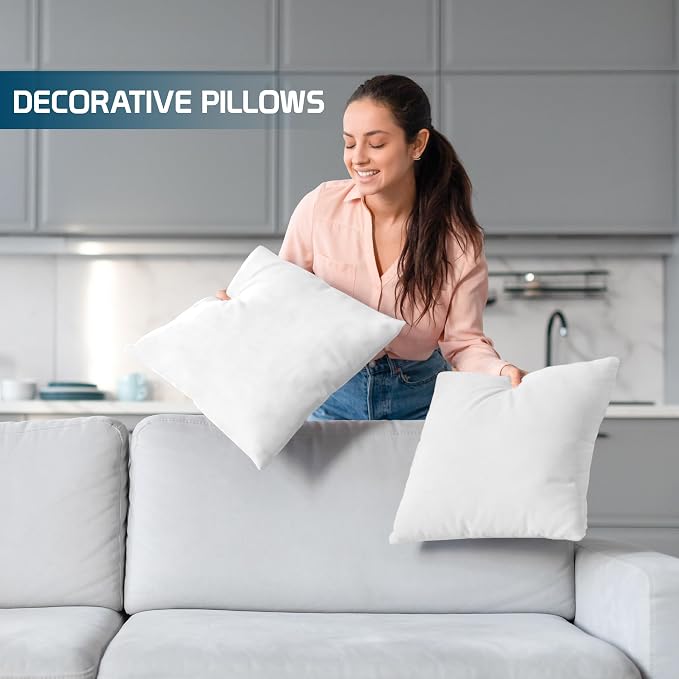 Utopia Bedding Throw Pillows, Decorative 17x17 Pillow Inserts, Set of 4 | Down alternative pillow insert with plush fluffy fill for beds sofas couches and chairs. Suitable for indoor outdoor use.